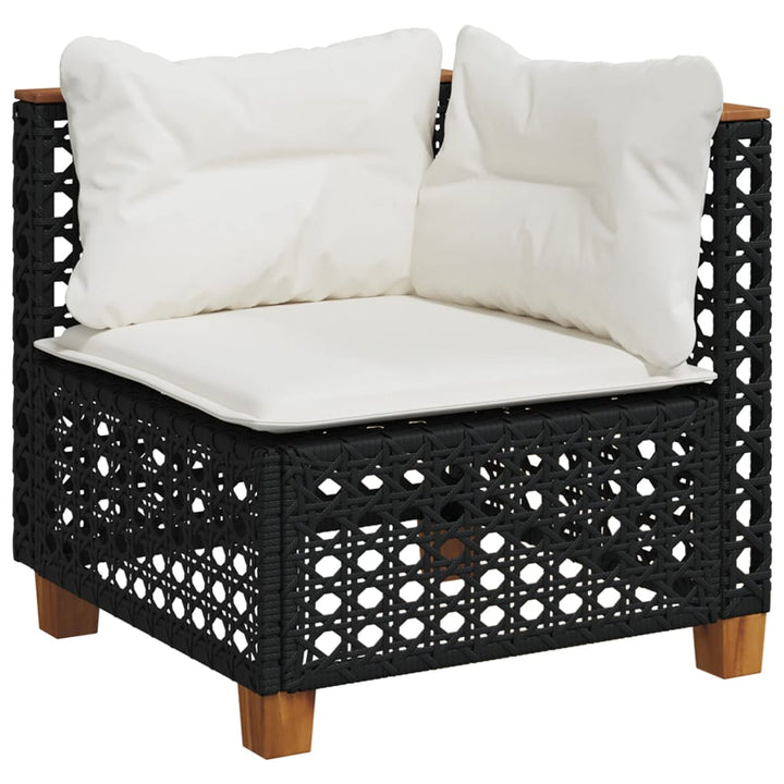 hjørnemodul til havesofa med hynder polyrattan sort