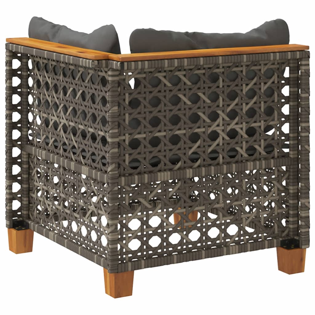 hjørnemodul til havesofa med hynder polyrattan grå