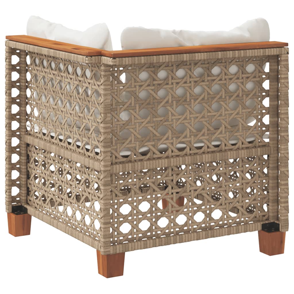 hjørnemodul til havesofa med hynder polyrattan beige