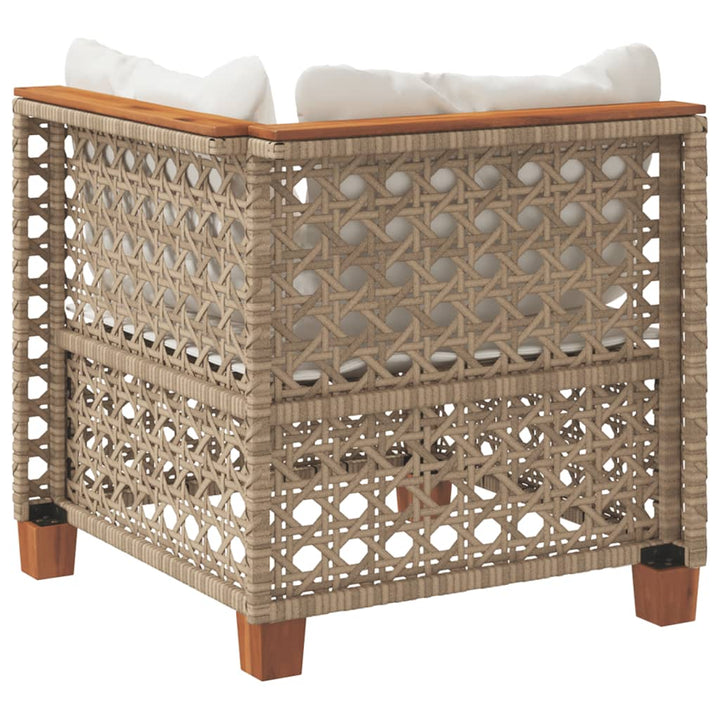 hjørnemodul til havesofa med hynder polyrattan beige