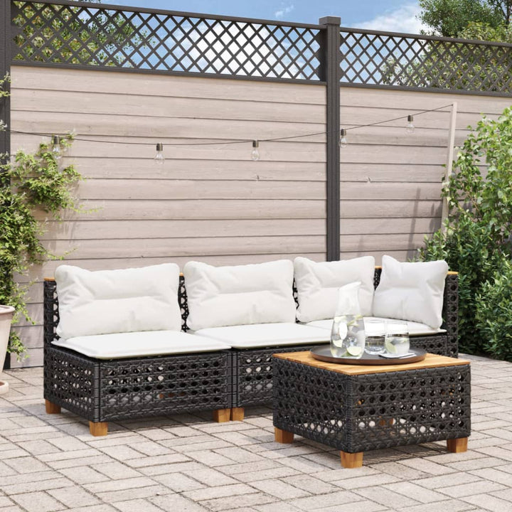 sofamodul til haven med hynder polyrattan sort