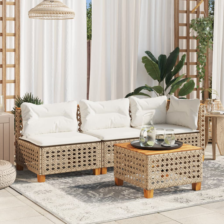 sofamodul til haven med hynder polyrattan beige