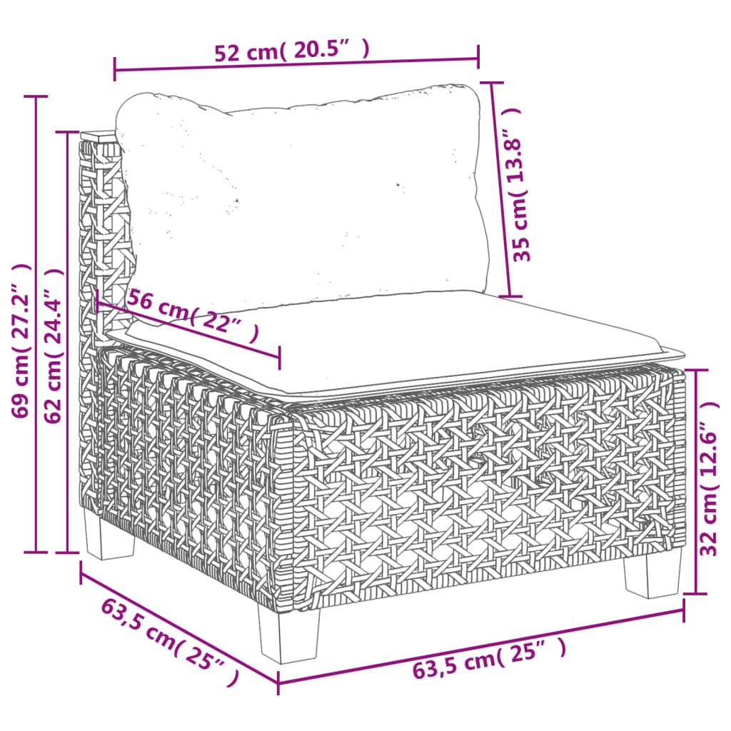 sofamodul til haven med hynder polyrattan beige