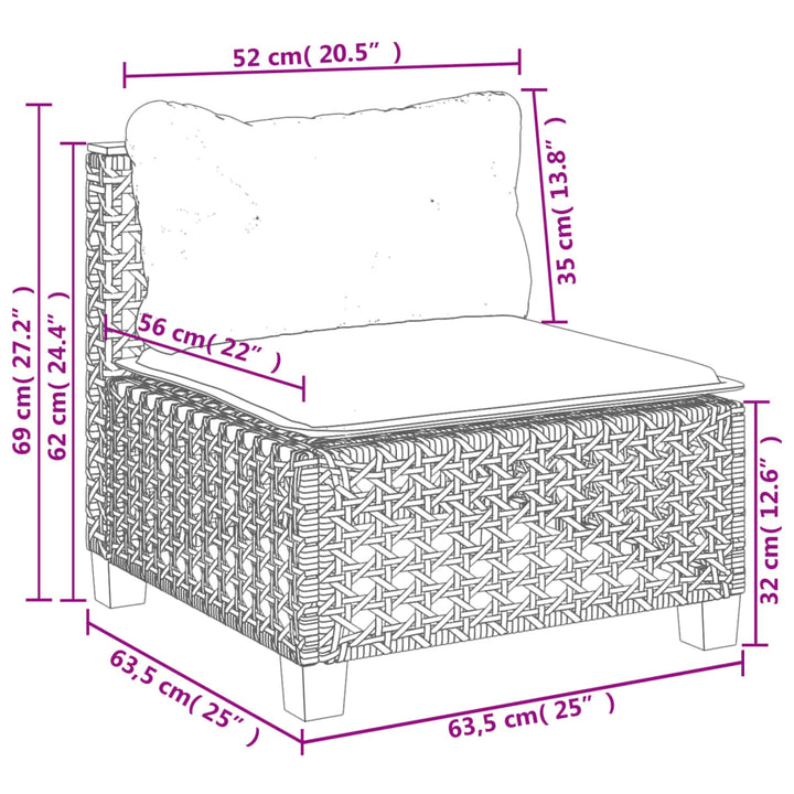 sofamodul til haven med hynder polyrattan beige