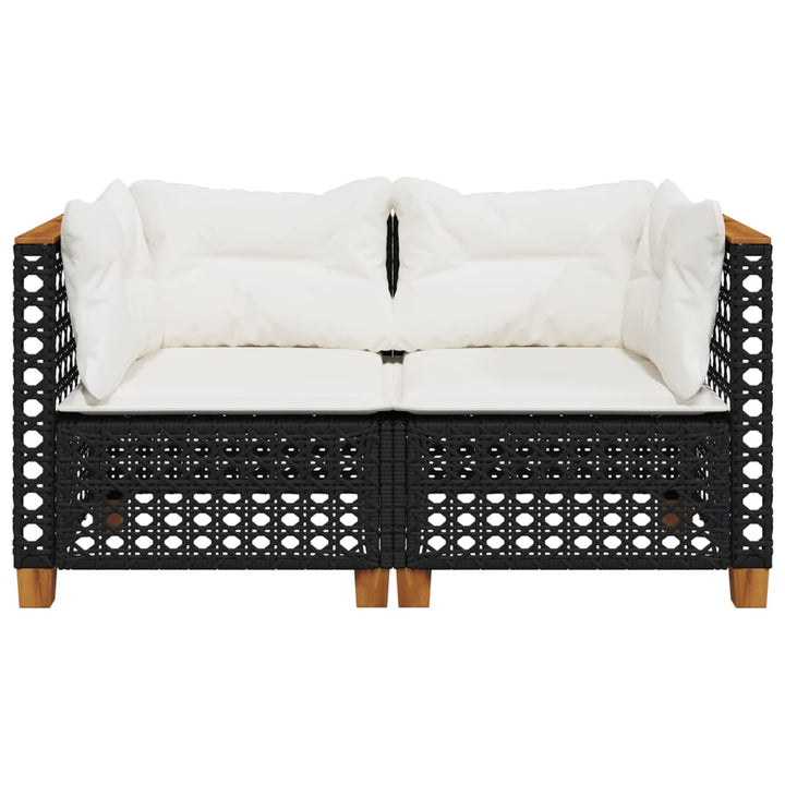 hjørnemoduler til havesofa 2 stk. med hynder polyrattan sort