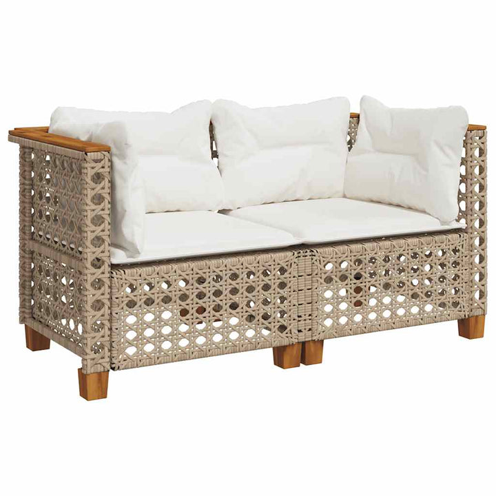 hjørnemoduler til havesofa 2 stk. med hynder polyrattan beige