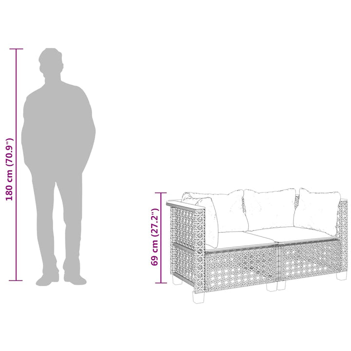hjørnemoduler til havesofa 2 stk. med hynder polyrattan beige