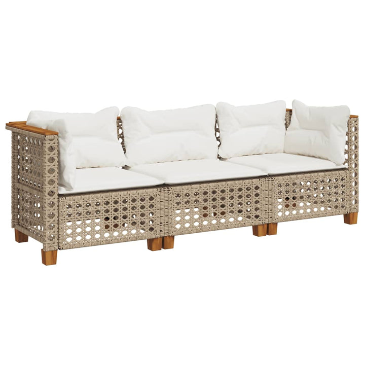 3-personers havesofa med hynder polyrattan beige