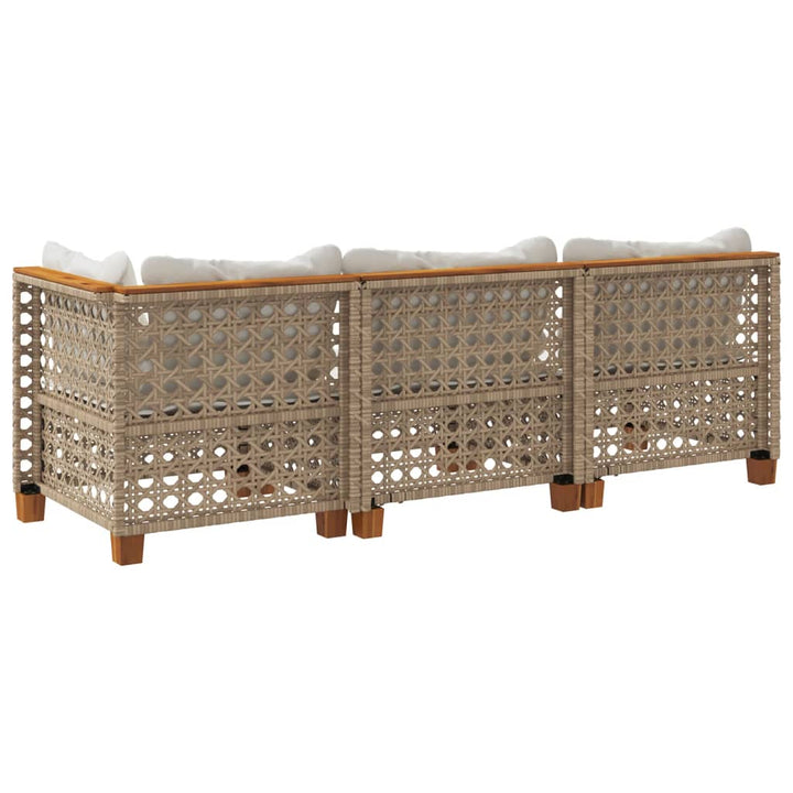 3-personers havesofa med hynder polyrattan beige