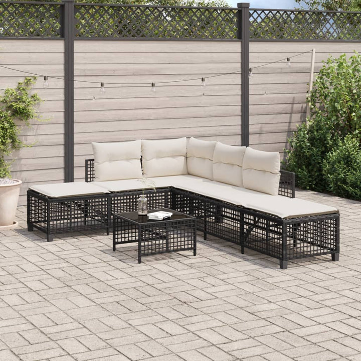 hjørnesofasæt til haven 3 dele med hynder polyrattan sort