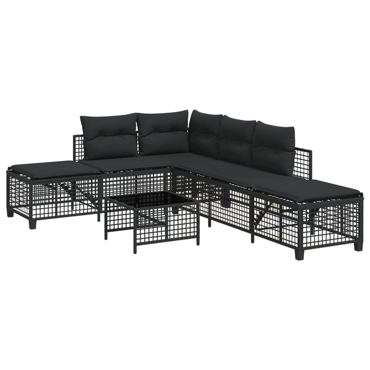 hjørnesofasæt til haven 3 dele med hynder polyrattan sort