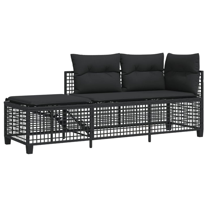 hjørnesofasæt til haven 3 dele med hynder polyrattan sort