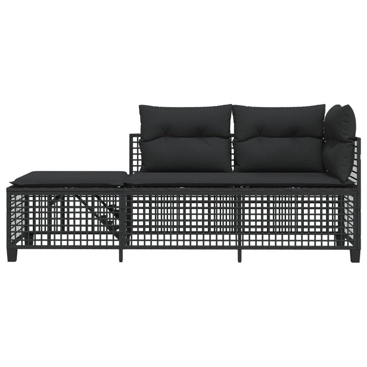 hjørnesofasæt til haven 3 dele med hynder polyrattan sort