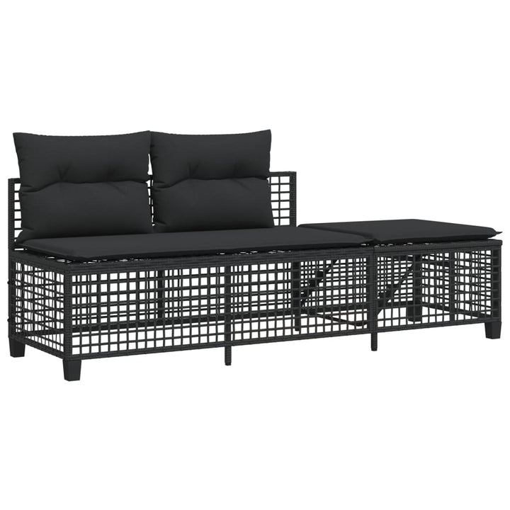 hjørnesofasæt til haven 3 dele med hynder polyrattan sort