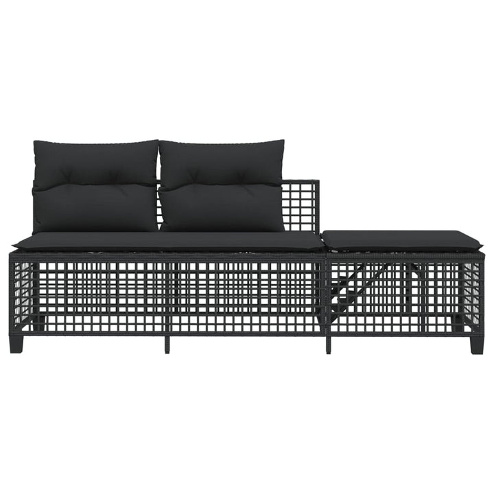 hjørnesofasæt til haven 3 dele med hynder polyrattan sort