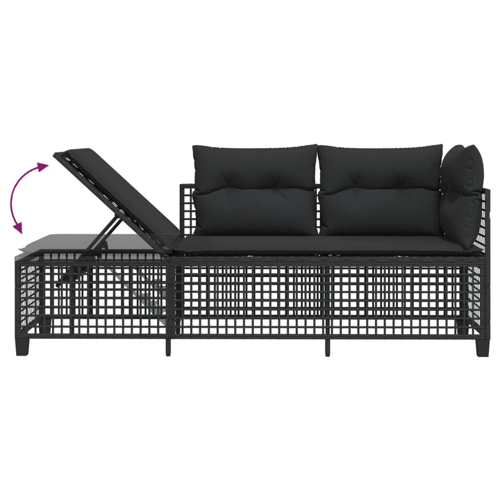hjørnesofasæt til haven 3 dele med hynder polyrattan sort