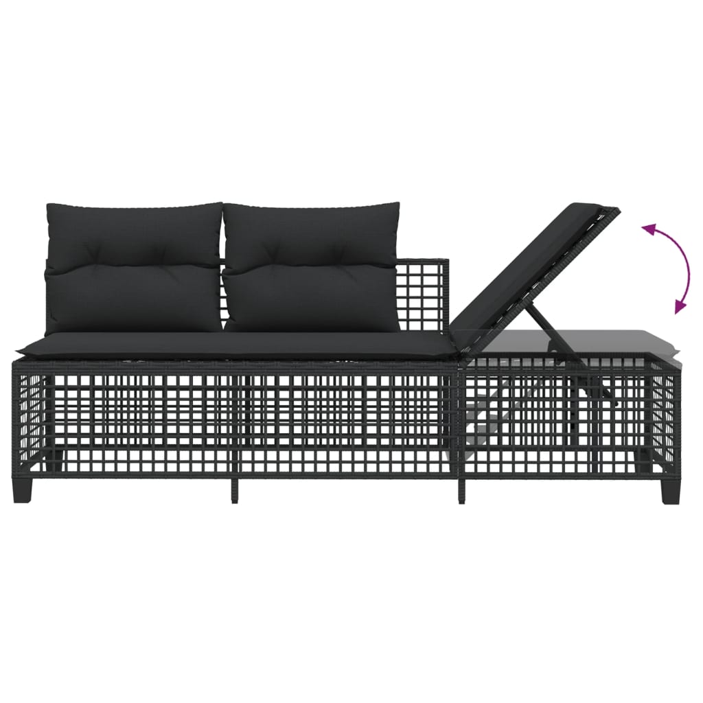 hjørnesofasæt til haven 3 dele med hynder polyrattan sort