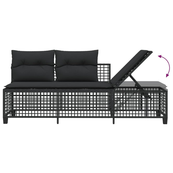 hjørnesofasæt til haven 3 dele med hynder polyrattan sort