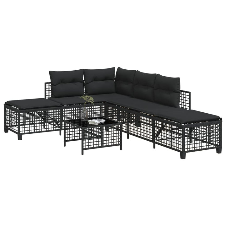hjørnesofasæt til haven 3 dele med hynder polyrattan sort