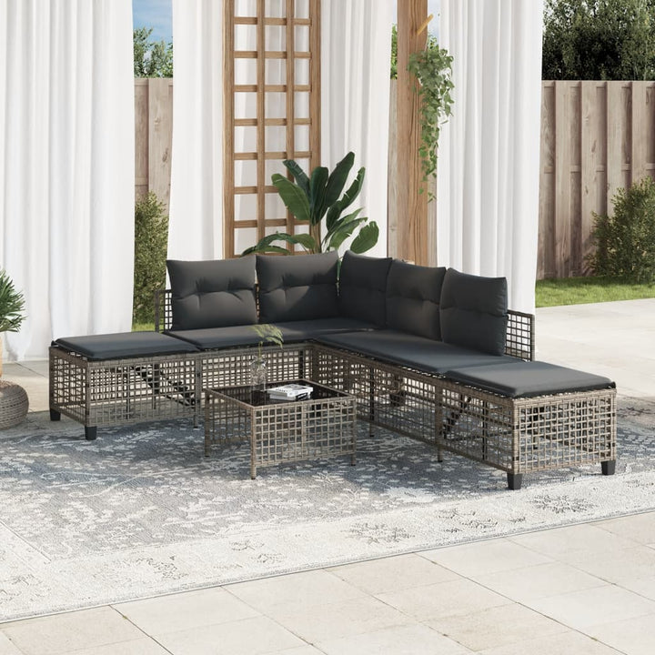 hjørnesofasæt til haven 3 dele med hynder polyrattan grå