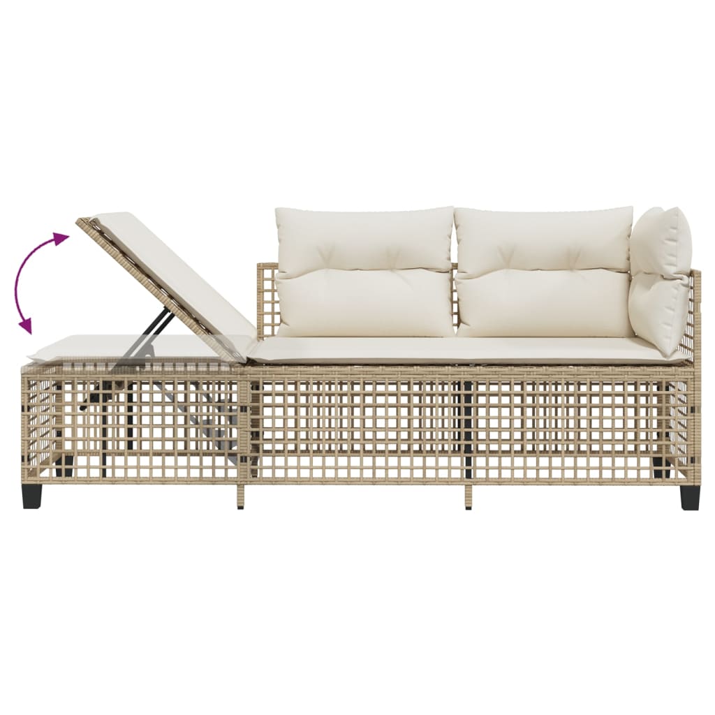 hjørnesofasæt til haven 3 dele med hynder polyrattan beige