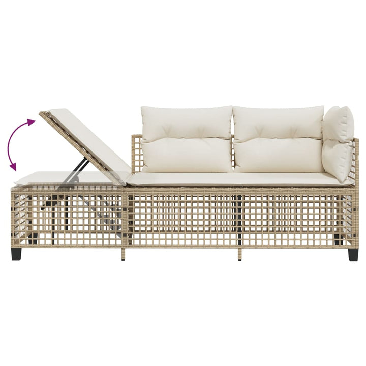 hjørnesofasæt til haven 3 dele med hynder polyrattan beige