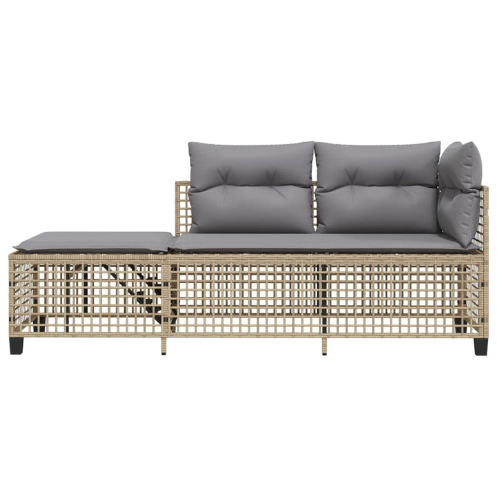 hjørnesofasæt til haven 3 dele med hynder polyrattan beige