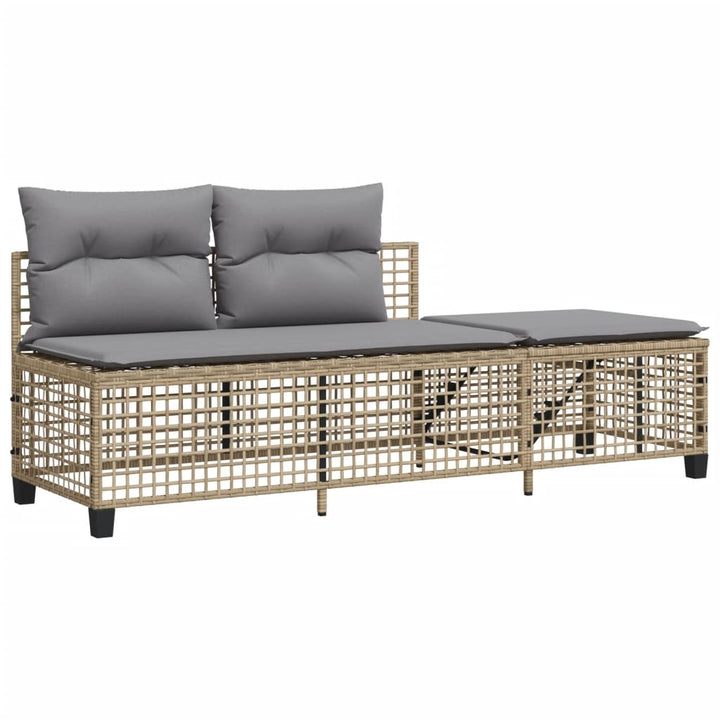 hjørnesofasæt til haven 3 dele med hynder polyrattan beige