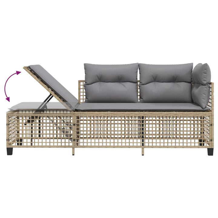 hjørnesofasæt til haven 3 dele med hynder polyrattan beige