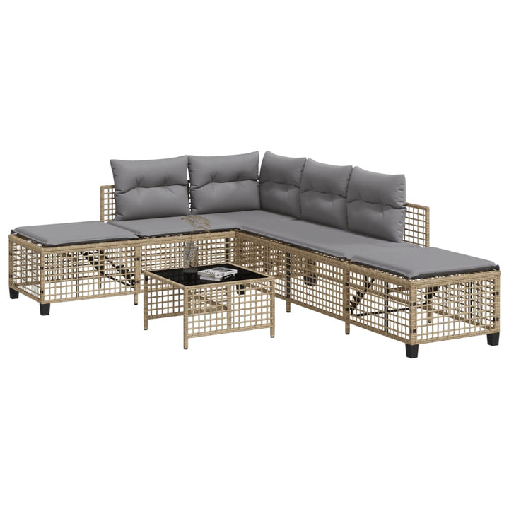 hjørnesofasæt til haven 3 dele med hynder polyrattan beige