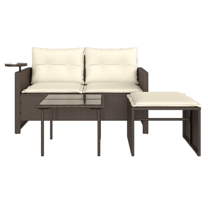 sofasæt til haven 3 dele med hynder polyrattan brun