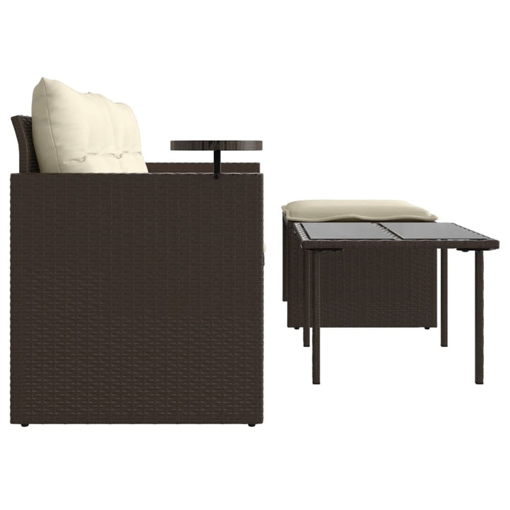 sofasæt til haven 3 dele med hynder polyrattan brun