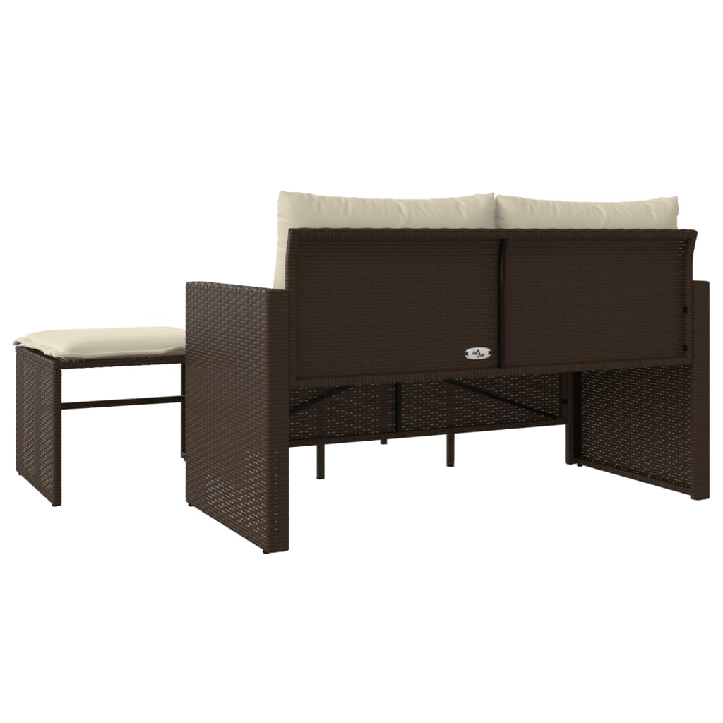 sofasæt til haven 3 dele med hynder polyrattan brun
