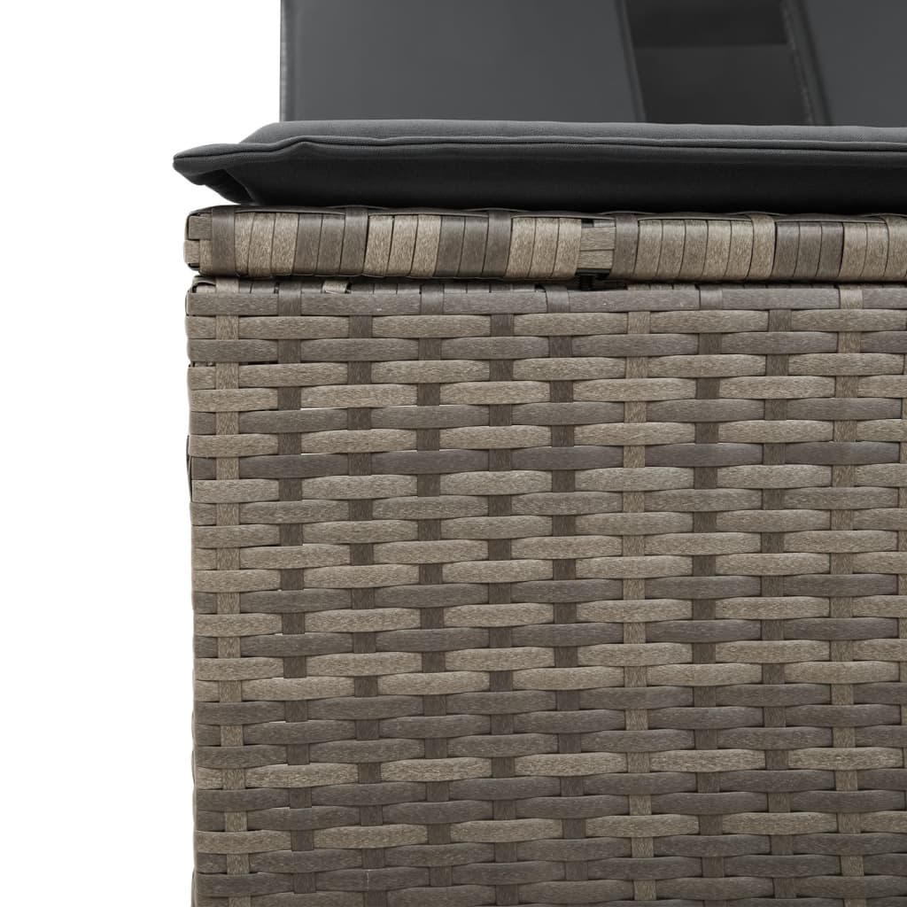 solseng med baldakin og hynder polyrattan grå