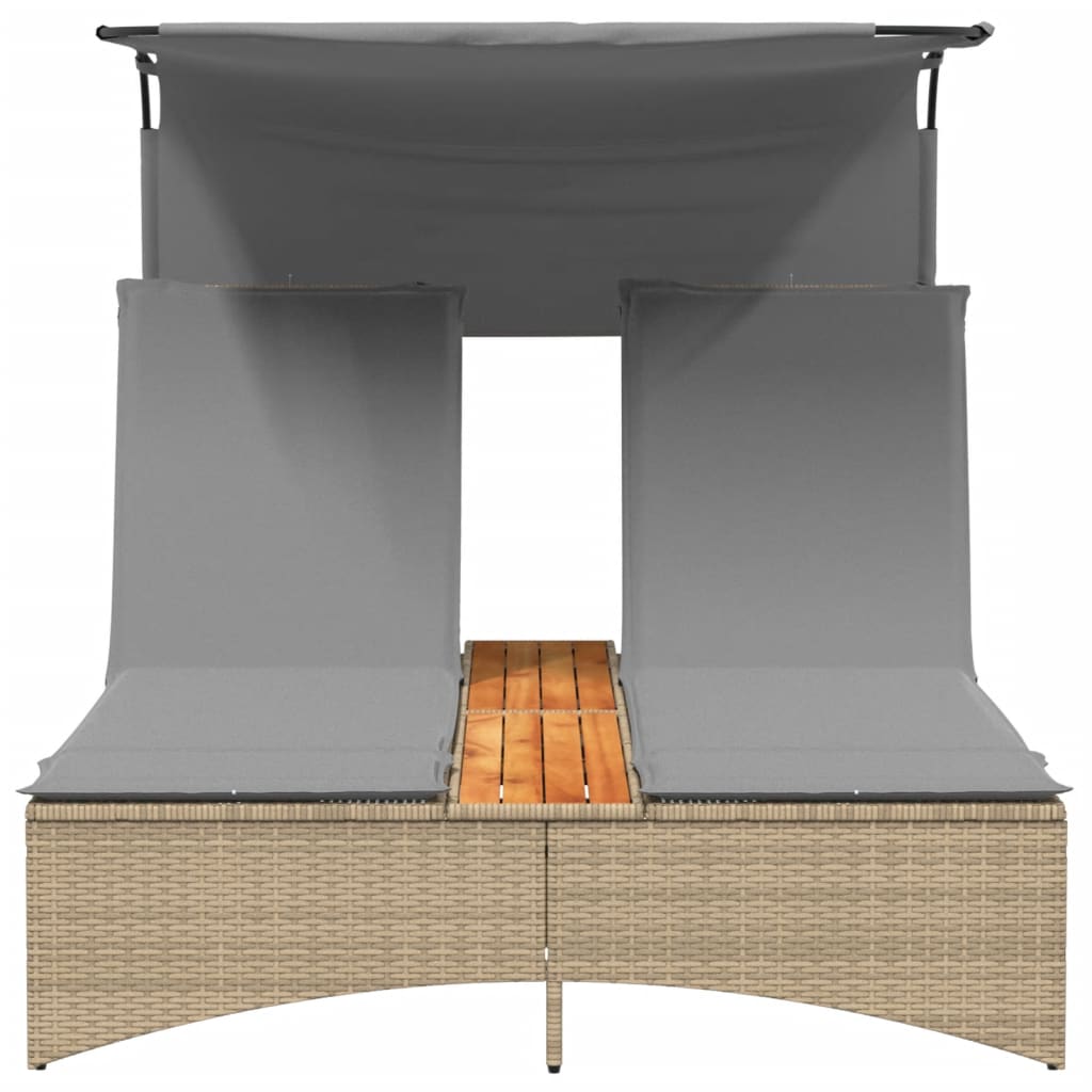 solseng med baldakin og hynder polyrattan beige