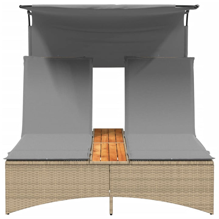 solseng med baldakin og hynder polyrattan beige