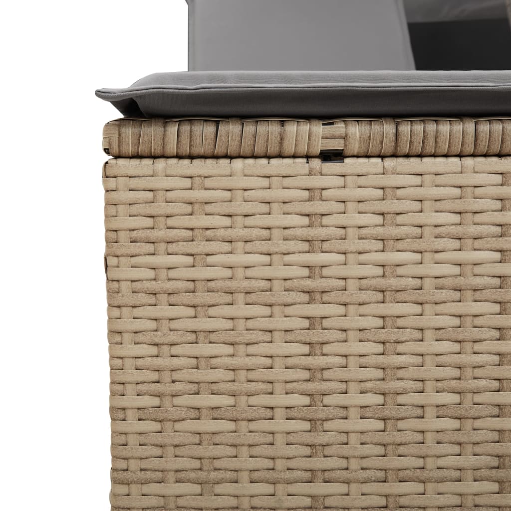 solseng med baldakin og hynder polyrattan beige