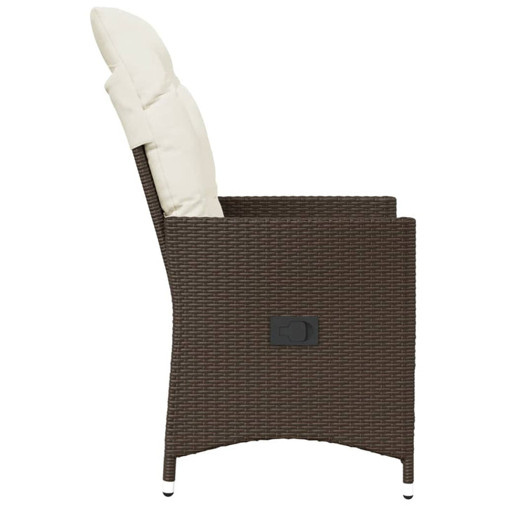 havestol med lænefunktion og hynder polyrattan brun