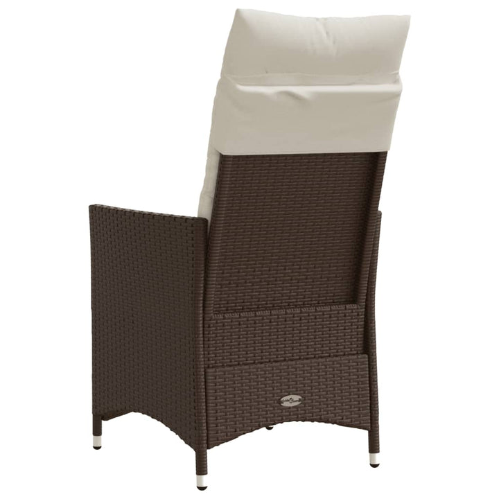 havestol med lænefunktion og hynder polyrattan brun