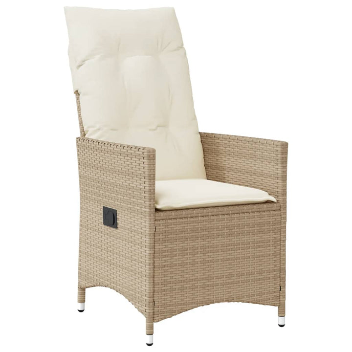 havestol med lænefunktion og hynder polyrattan beige