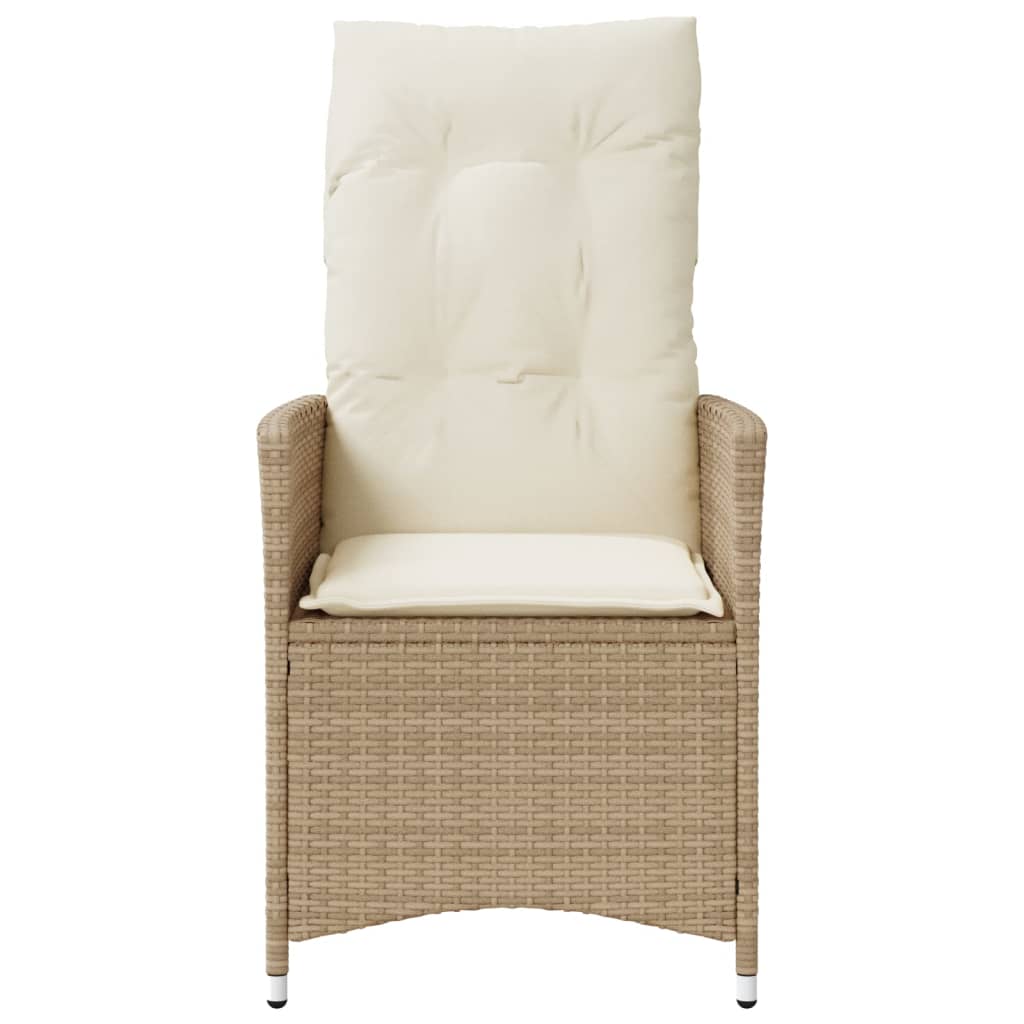 havestol med lænefunktion og hynder polyrattan beige