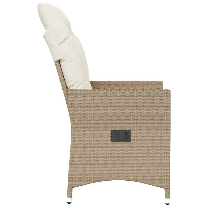 havestol med lænefunktion og hynder polyrattan beige
