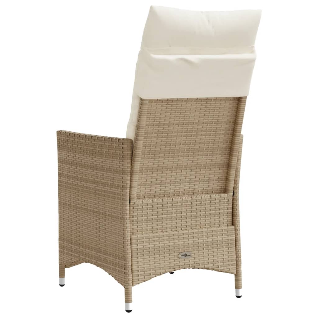 havestol med lænefunktion og hynder polyrattan beige