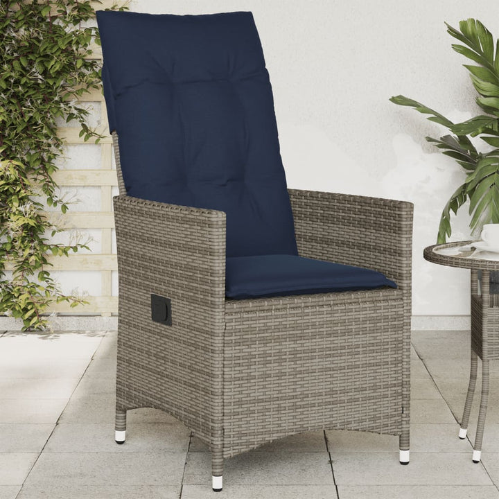 havestol med hynder grå polyrattan
