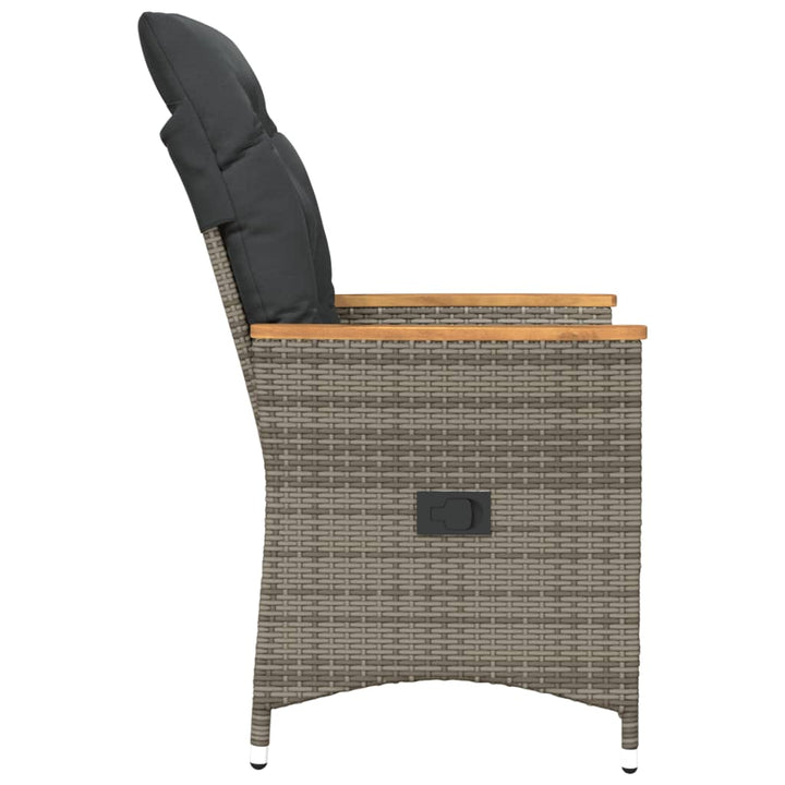 havestol med hynder justerbart ryglæn polyrattan grå