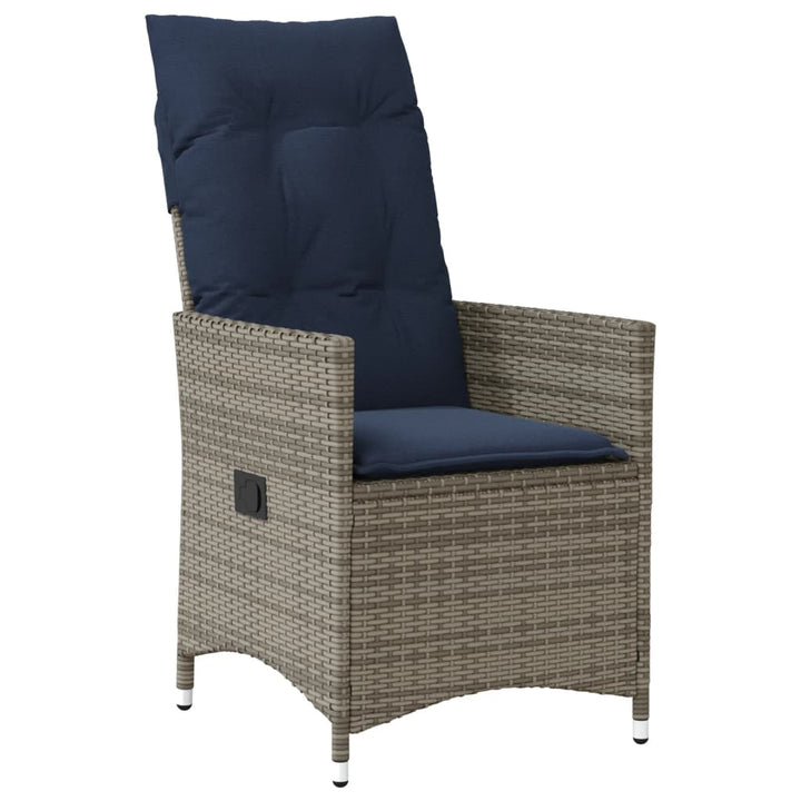 havestole med lænefunktion 2 stk. med hynder grå polyrattan