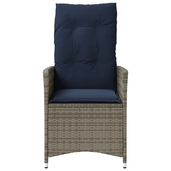 havestole med lænefunktion 2 stk. med hynder grå polyrattan