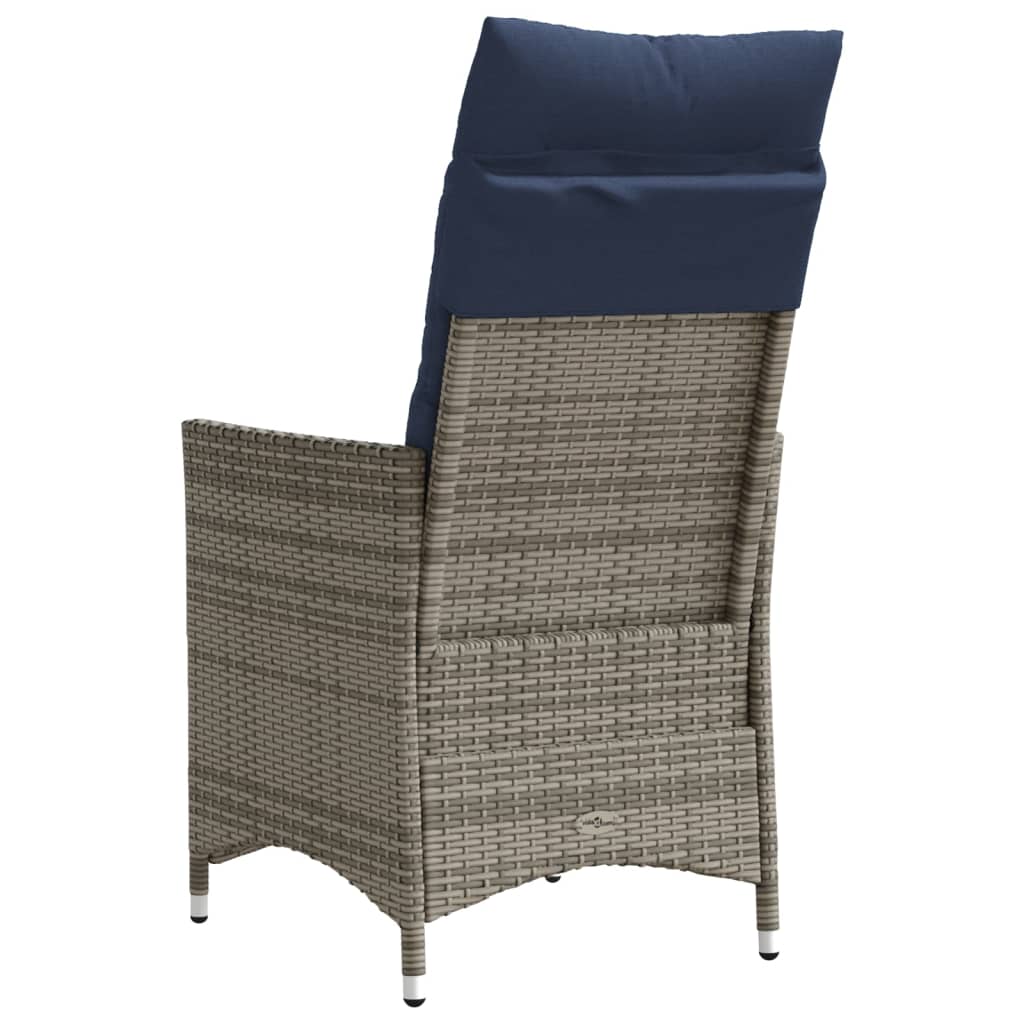 havestole med lænefunktion 2 stk. med hynder grå polyrattan