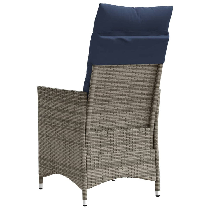 havestole med lænefunktion 2 stk. med hynder grå polyrattan