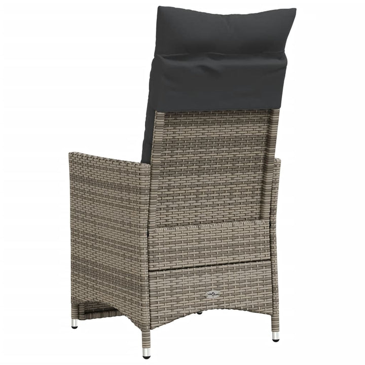 havestol med hynder justerbart ryglæn polyrattan grå